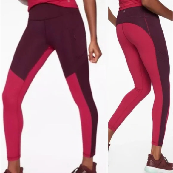 Athleta Pants - Athleta All In Structure 7/8 Tights Maroon Med